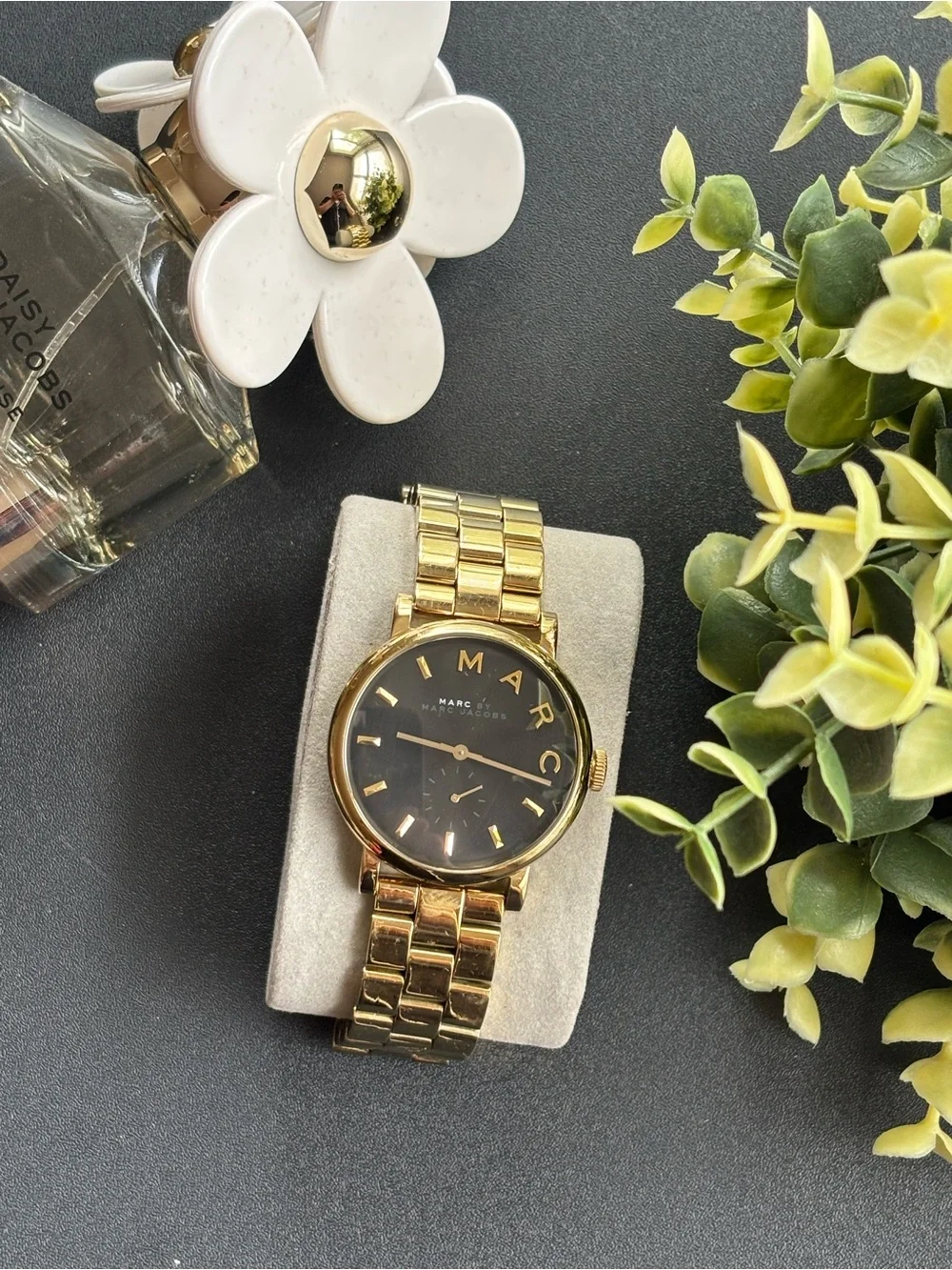 Marc Jacobs Gold and Black Stainless Steel Bracelet Watch